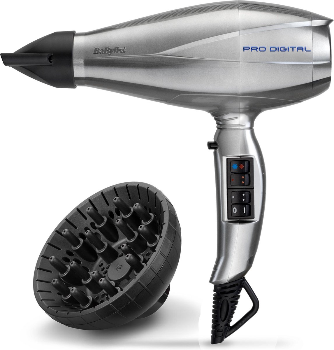 BaByliss Pro Digital Föhn 6000E - 2200W - Diffuser + 2 Blaasmonden 