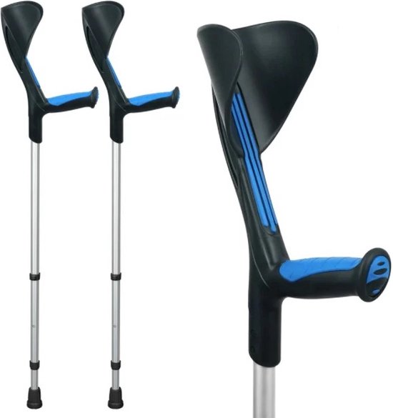 Advance elleboogkrukken blauw met open manchet en flexibele doppen