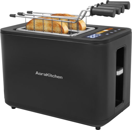 AoraKitchen Broodrooster met Tostiklemmen LED display en 6 warmteniveaus