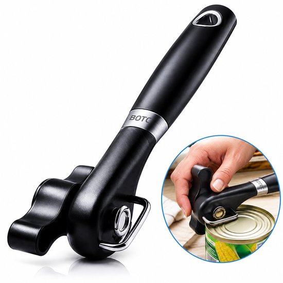 BOTC Blikopener met bieropener zwart RVS silicone hersluitbaar