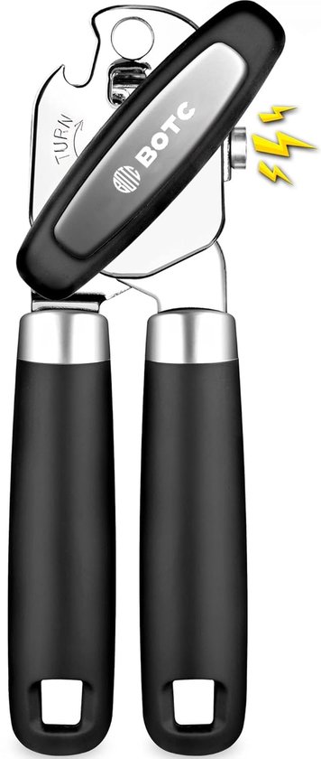 BOTC Blikopener met magneet zwart RVS silicone compact keuken