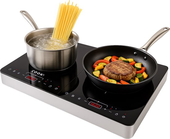 COOK-IT inductie kookplaat 2-pits met timer zwart