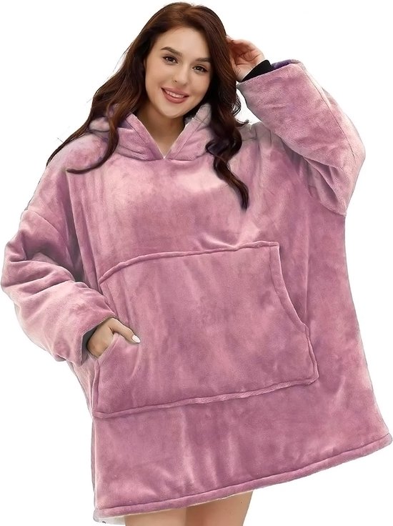 Hoodie deken licht roze oversized fleece