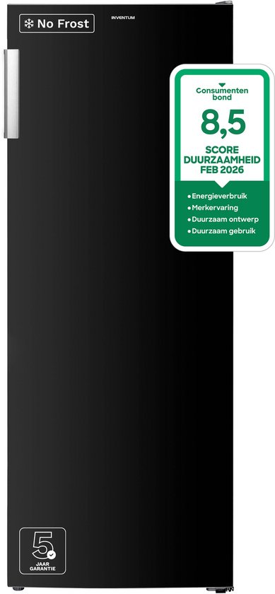 Inventum VR1430B Vrijstaande Vriezer Kastmodel No Frost 161 Liter 5 lades zwart energiezuinig