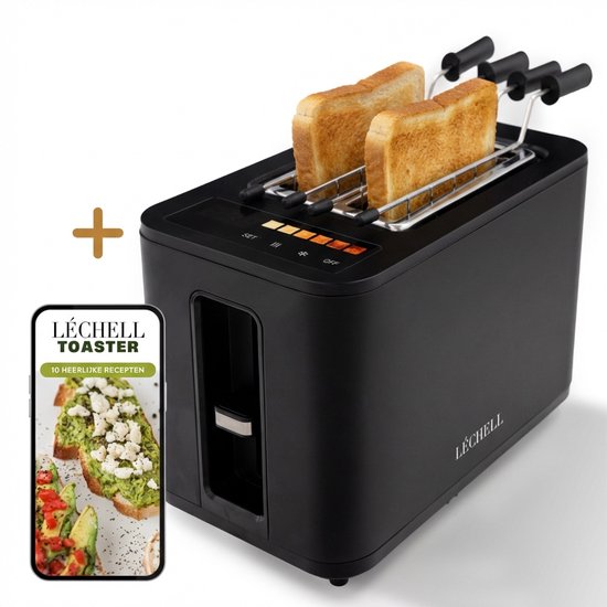 Lechell Broodrooster met Tostiklemmen 900W zwart zes warmteniveaus