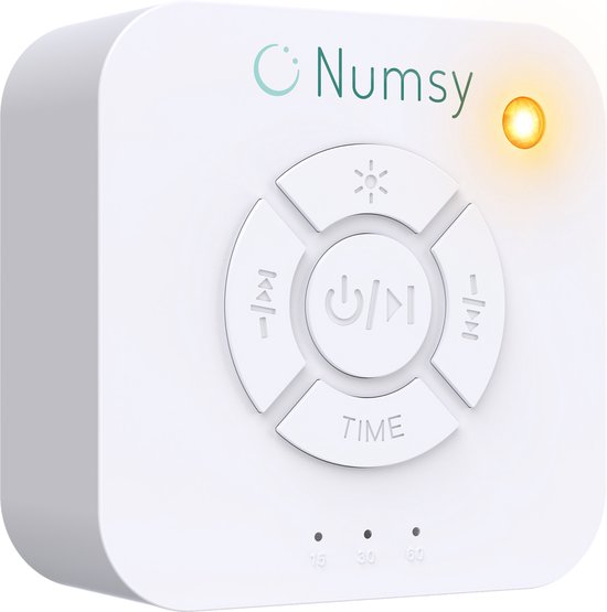 Numsy Original 3 White Noise Machine wit op nachtkastje