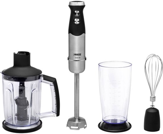 Princess 221221 Staafmixer 4-in-1 1000W hand blender mixset zwart