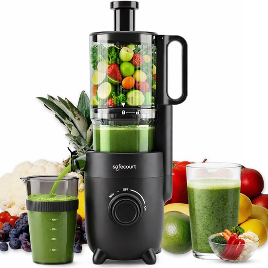 Safecourt Kitchen Slow Juicer pre-cutter cold-press zwart