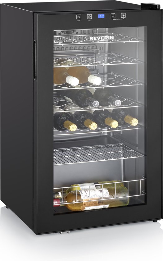Severin WKS 8908 Wijnkoelkast 36 flessen vrijstaand zwart glas