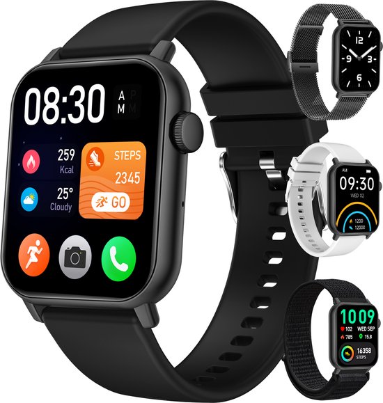 Siltcon Smartwatch Dames Pro met bloeddrukmeter en vier bandjes