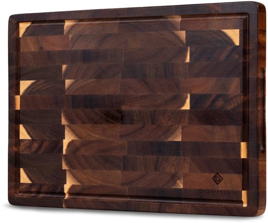 Sophior acacia houten snijplank kopshout met sapgeul