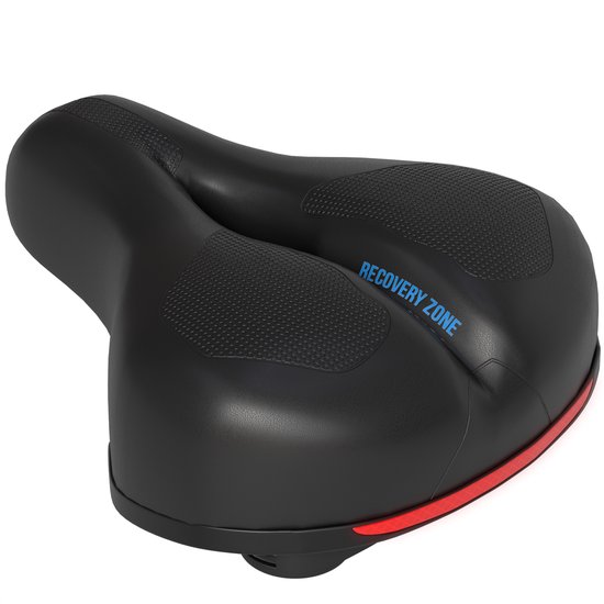Strex comfort fietszadel zwart met ventilatiekanaal en zadelhoes