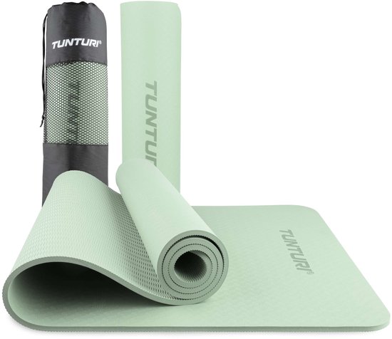 Tunturi Yogamat 8 mm Extra Dik Eco Mint kleur 180x60 met draagtas